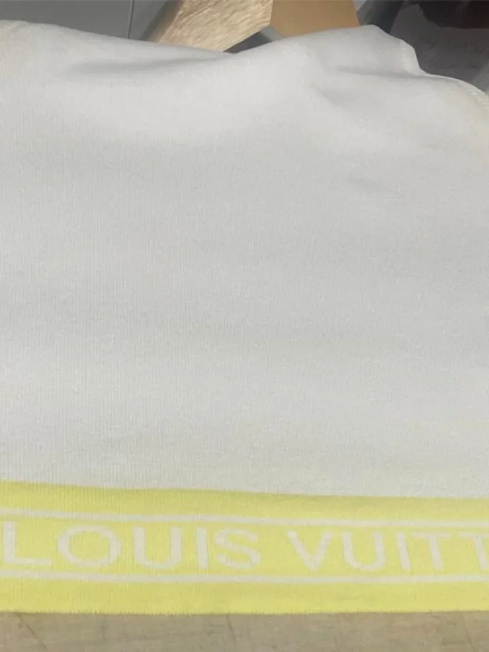 Louis Vuitton Paris White Ribbed Knit Tank Top with Yellow Logo Hem